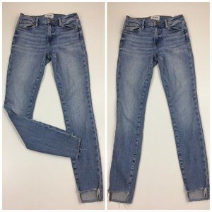 FRAME Le Skinny De Jeanne Westway Light Wash Raw Edge Step Hem Slim Fit Jeans